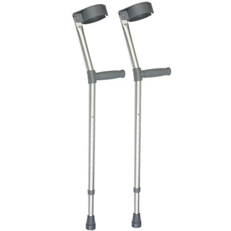 Comfy Grip Elbow Crutches: pair of crutches side by side on a plain background, showing left and right crutches together.