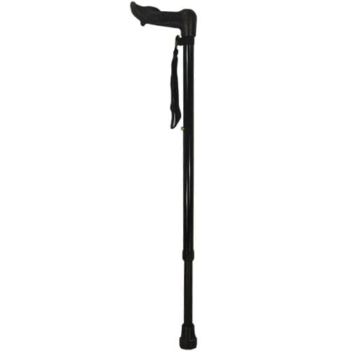 Full view of Comfy Grip Walking Stick walking stick on a plain background, showing its handle, shaft and ferrule.