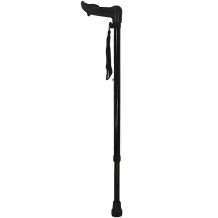 Full view of Comfy Grip Walking Stick walking stick on a plain background, showing its handle, shaft and ferrule.