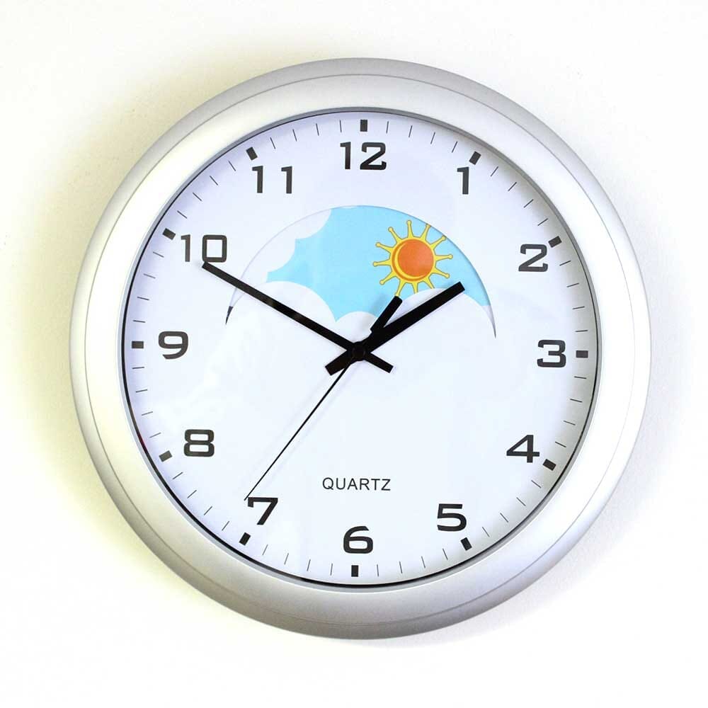 Image of Dementia Care Day and Night Clock on a plain background.
