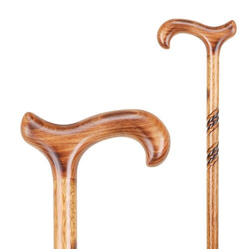 Full view of Derby Luxury Walking Stick walking stick on a plain background, showing its handle, shaft and ferrule.