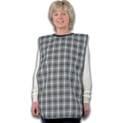 Alternative view of Dining Bib-BLUE TARTAN, showing different angle or usage.