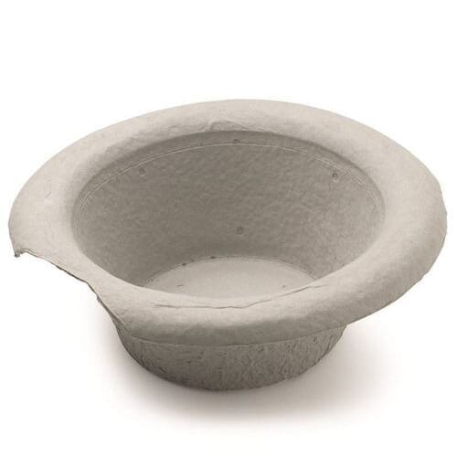Disposable Pulp Commode Pans-Pack of 200 with lid raised showing the open seat and removable commode pan, with supportive arms and adjustable height on a plain background.