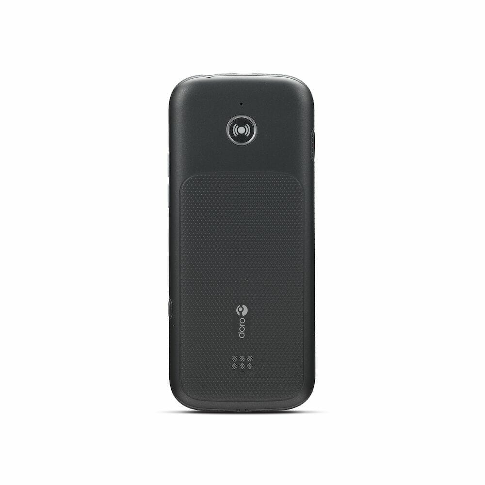 Packaging for Doro 780X Simple Mobile Phone mobile phone with branding and key features.