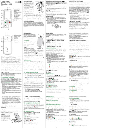 Packaging for Doro 780X Simple Mobile Phone mobile phone with branding and key features.