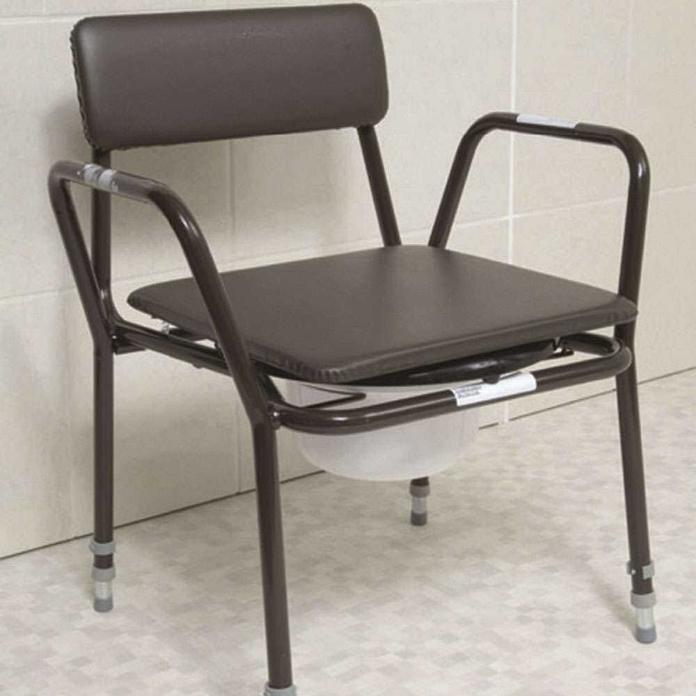 Dovedale Extra Low Commode with lid closed, highlighting the padded seat and discreet design.
