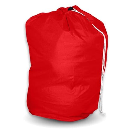 Full view of Drawstring Laundry Bag bag on a plain background, showing its shape and carrying handles.