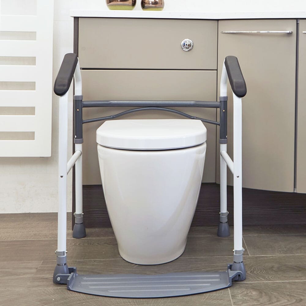 Close-up of a feature of Easy Folding Toilet Frame.