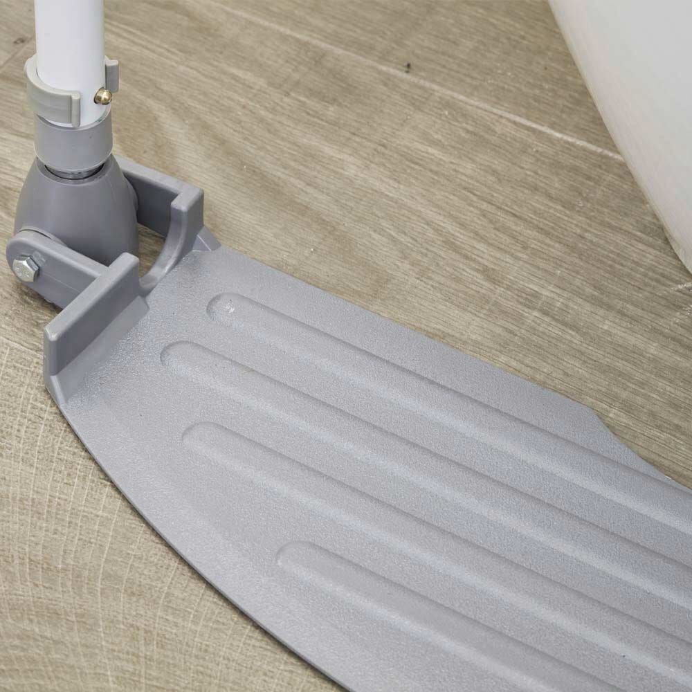 Diagram or packaging of Easy Folding Toilet Frame highlighting dimensions or features.