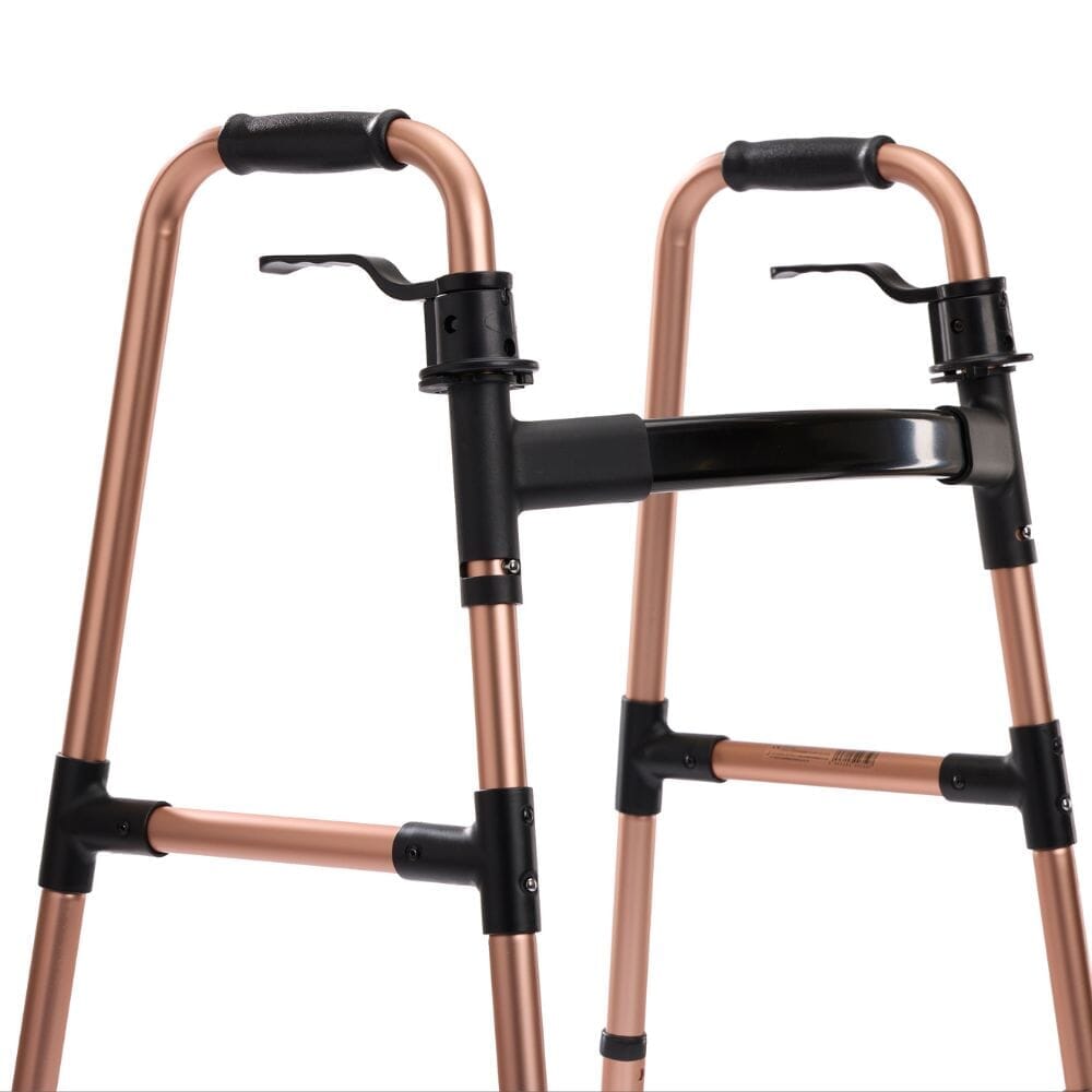 Diagram or packaging of Easyfold Wheeled Walker highlighting dimensions or features.