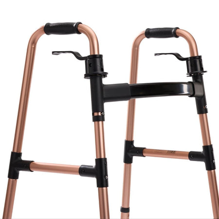 Diagram or packaging of Easyfold Wheeled Walker highlighting dimensions or features.