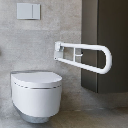 Alternative view of Economy Folding Toilet Support Rail, showing different angle or usage.