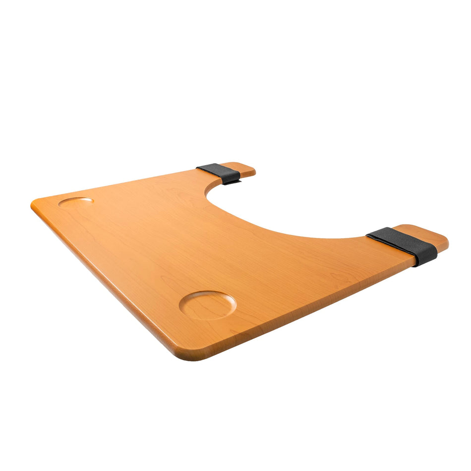 Full view of Economy Wheelchair Lap Tray tray on a plain background, showing its raised edges and handles.