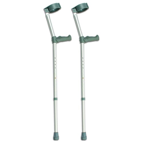 Ergonomic Double Adjustable Crutches: pair of crutches side by side on a plain background, showing left and right crutches together.