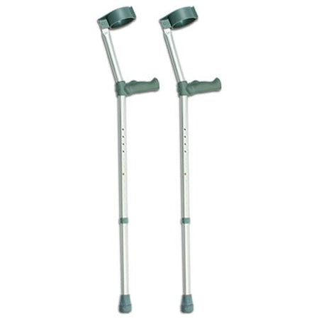 Ergonomic Double Adjustable Crutches: pair of crutches side by side on a plain background, showing left and right crutches together.