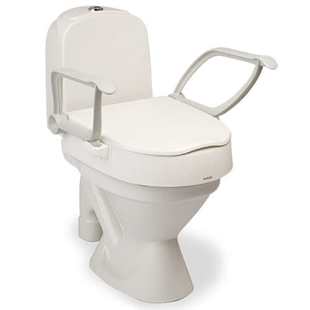 Image of Etac Cloo Toilet Seat Raiser with Arms on a plain background.