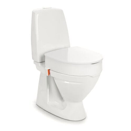 Image of Etac My-Loo Raised Toilet Seat and Lid-with Brackets on a plain background.