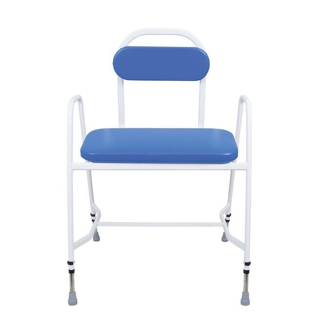 Image of Extra Wide Perching Stool with Arms Padded Back on a plain background.