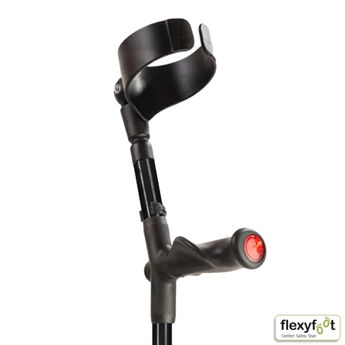 Flexyfoot Comfy Grip Crutch: close-up of the handle showing the contoured, cushioned grip for comfort.