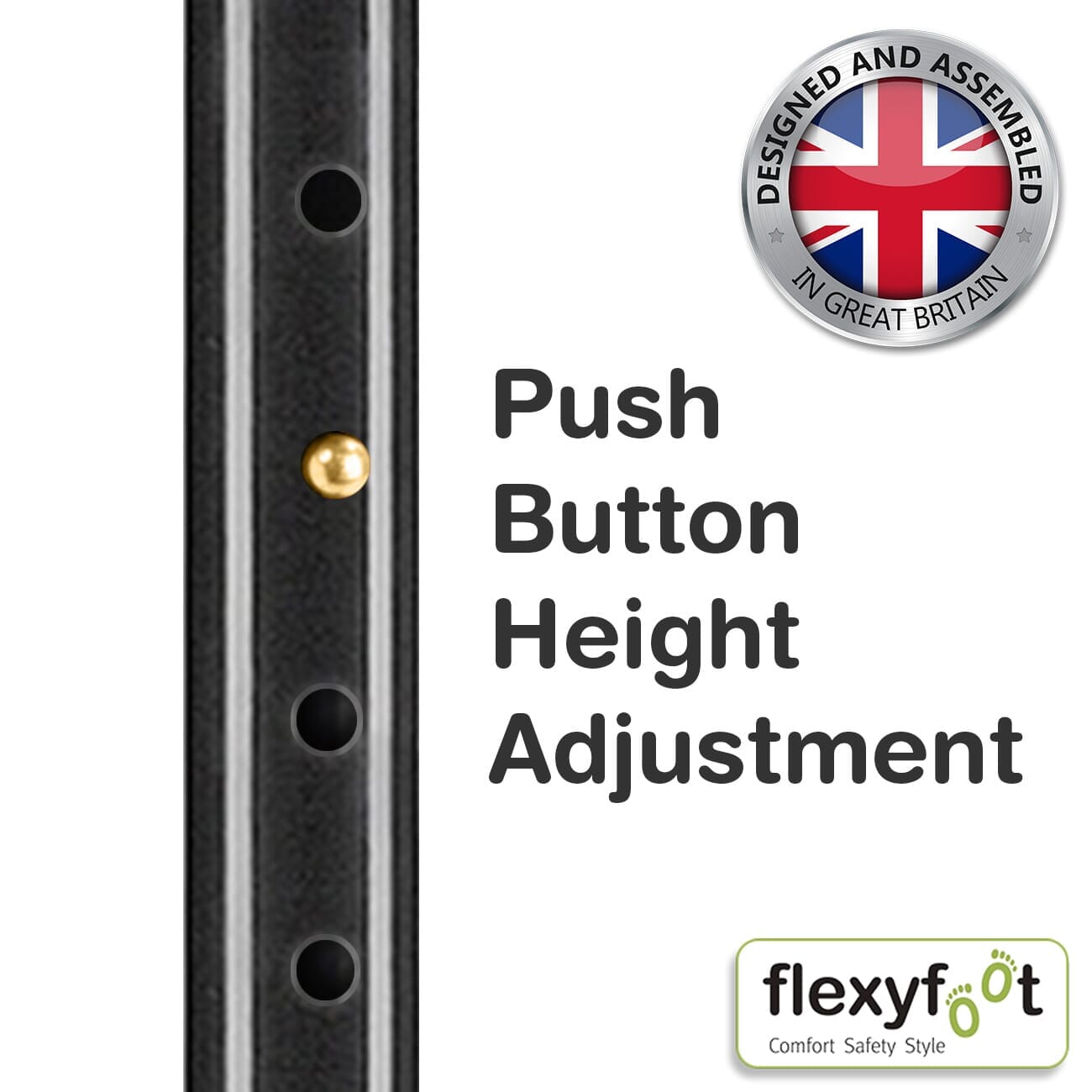 Flexyfoot Comfy Grip Crutch: close-up of the arm cuff showing the open design to keep the crutch secure on your forearm.