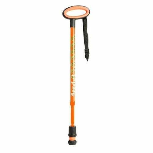 Full view of Flexyfoot Premium Oval Handle Walking Stick walking stick on a plain background, showing its handle, shaft and ferrule.