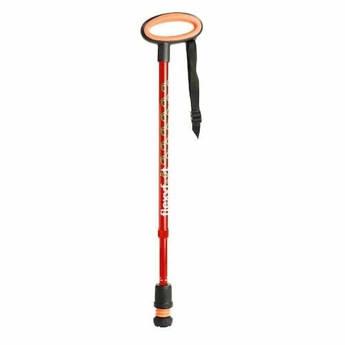 Full view of Flexyfoot Premium Oval Handle Walking Stick walking stick on a plain background, showing its handle, shaft and ferrule.