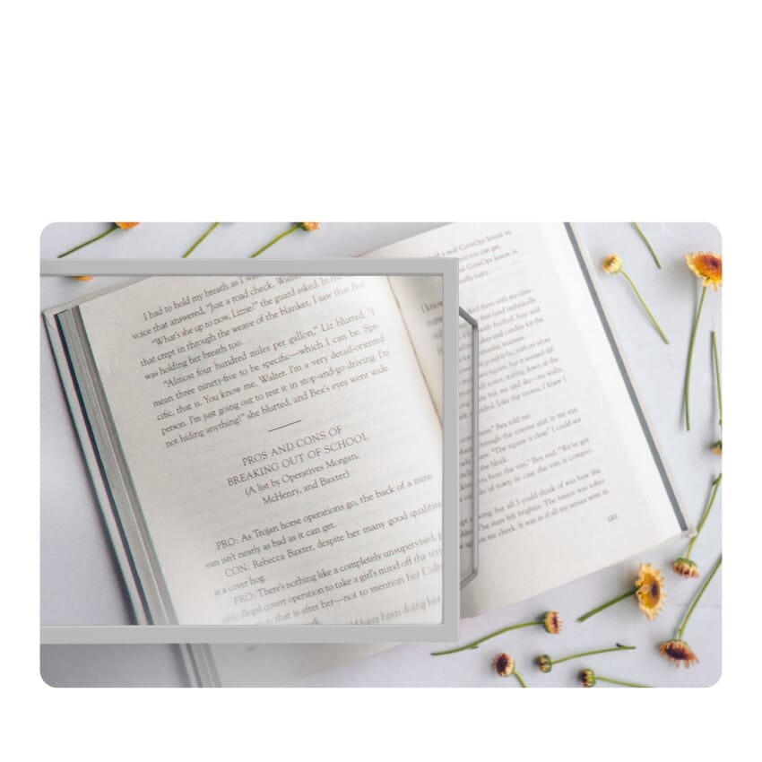 Lifestyle image of Folding A4 Magnifier and Stand being used in a real-life setting.