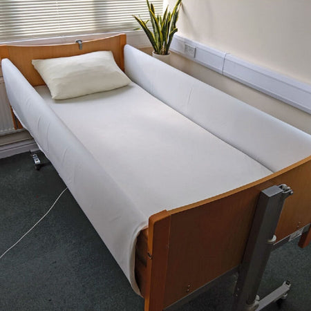Diagram or packaging of Full Length Bedside Bumpers highlighting dimensions or features.