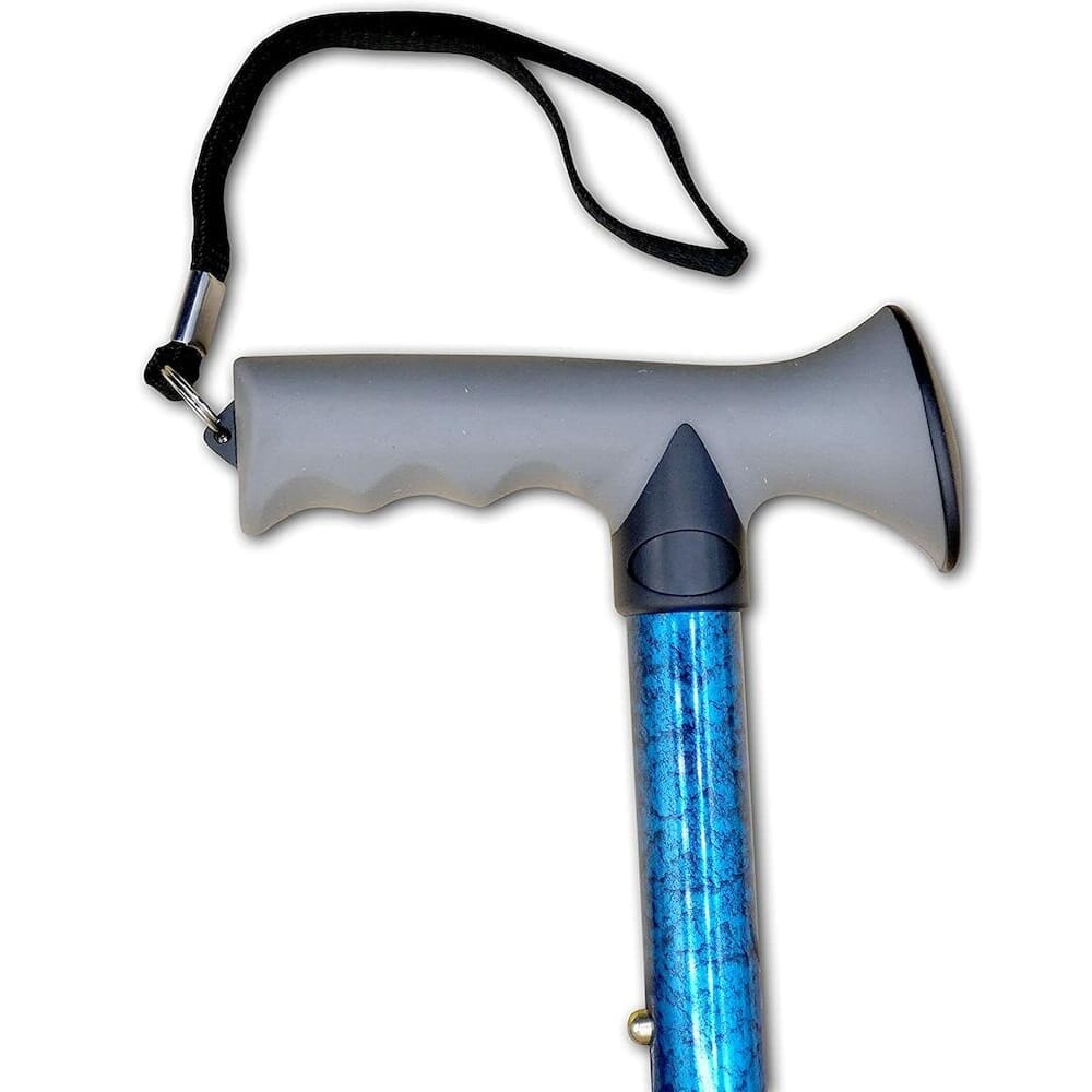 Close-up of the ferrule or base of Gel Handle Folding Walking Stick walking stick, showing the non-slip tip.