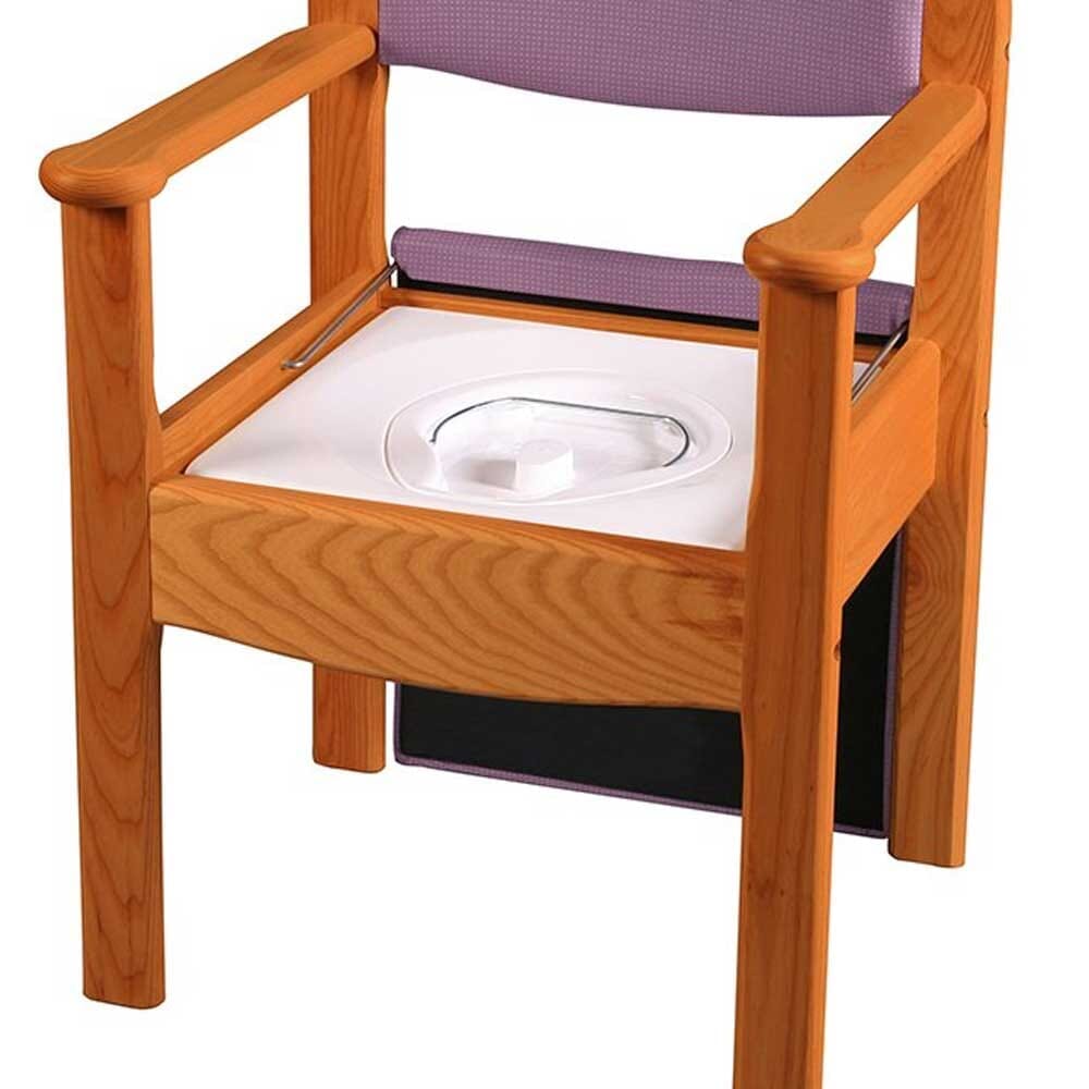 Gordon Ellis Ashby Commode Pan Lid with lid closed, highlighting the padded seat and discreet design.