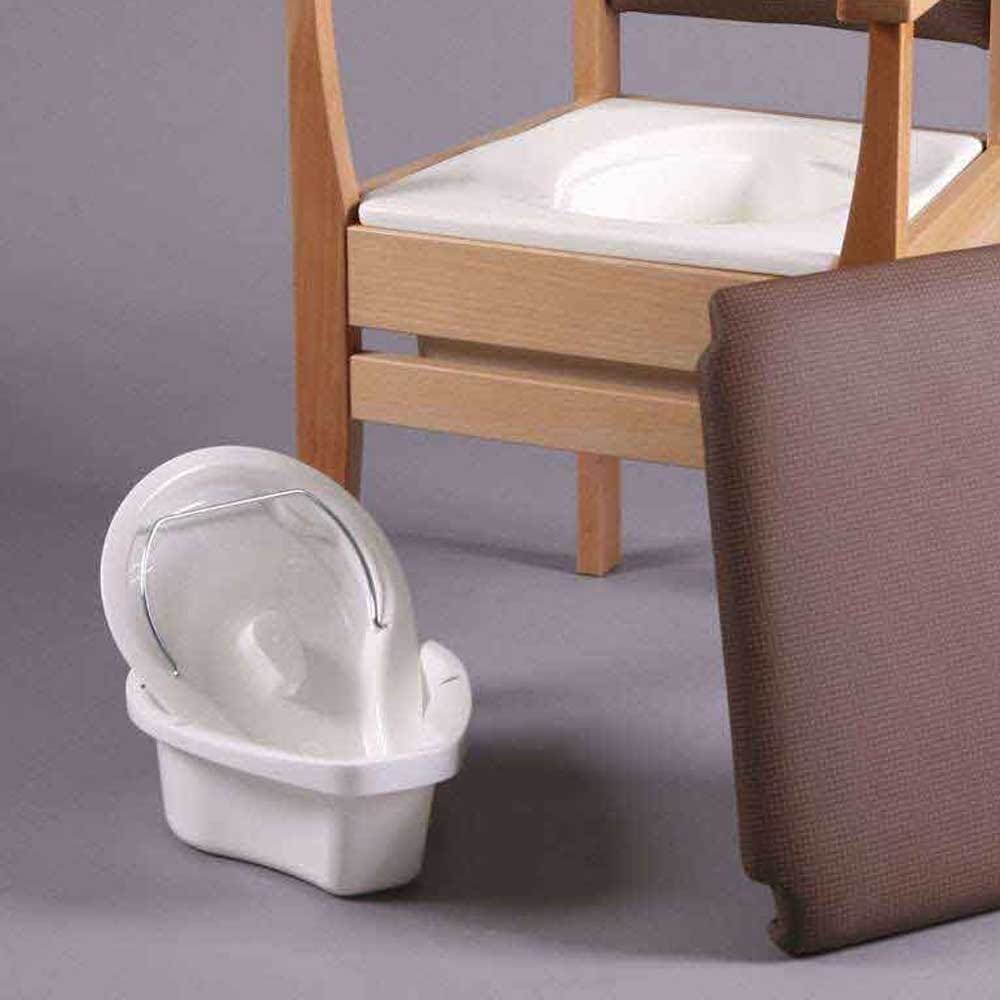 Close-up of Gordon Ellis Ashby Commode Pan Lid seat ring and supportive arms, showing comfort and stability.