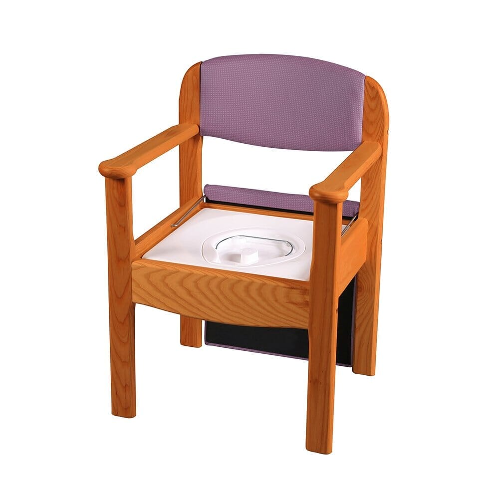 Gordon Ellis Royale Commode with lid closed, highlighting the padded seat and discreet design.