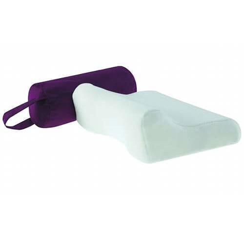 Full view of Harley Orthopaedic Travel Pillow cushion on a plain background, showing its shape and supportive material.