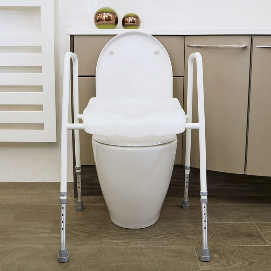 Image of Height Adjustable Economy Toilet Frame on a plain background.