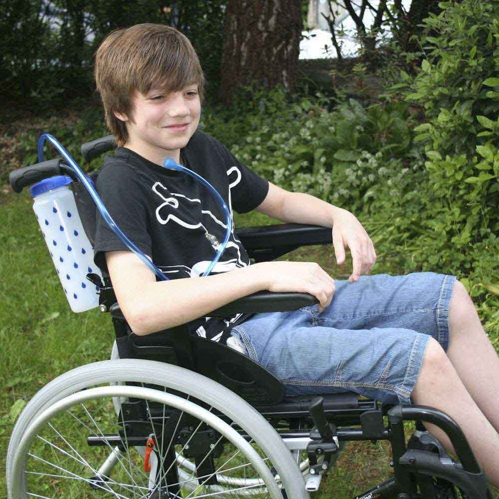 Alternative view of Hydrant 1 Litre Water Bottle with Drinking Tube, showing different angle or usage.