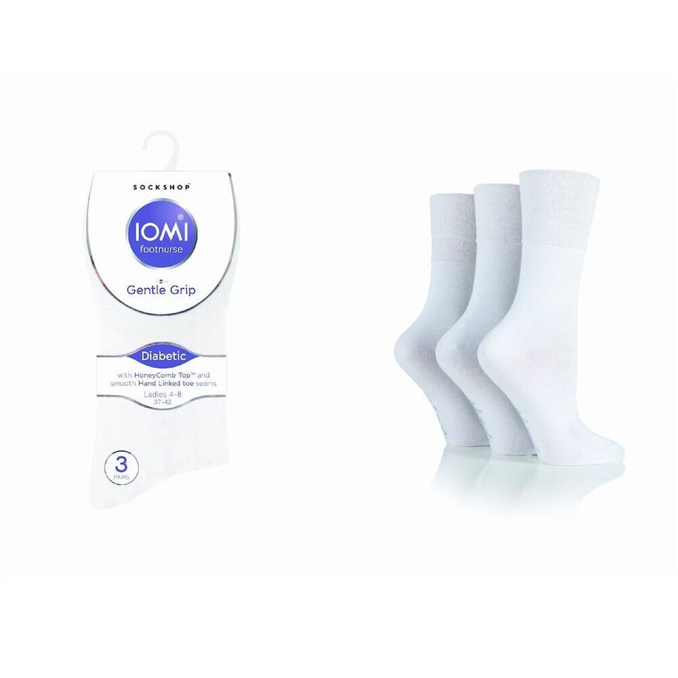 Image of IOMI Footnurse Gentle Grip Diabetic Socks on a plain background.
