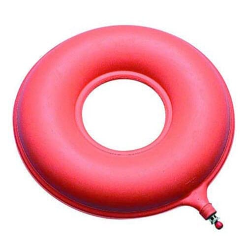 Inflatable Rubber Ring Cushion cushion on a seat or chair, demonstrating added comfort and pressure relief.