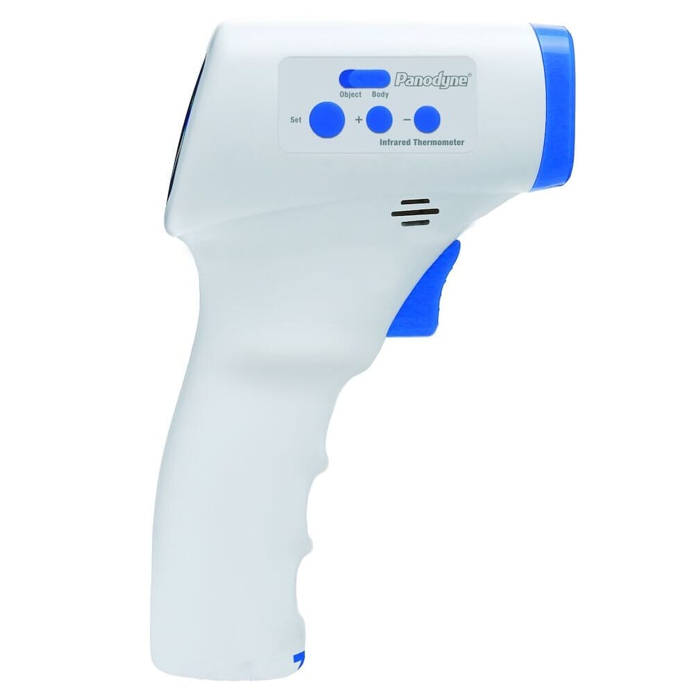 Image of Infrared Forehead Thermometer on a plain background.