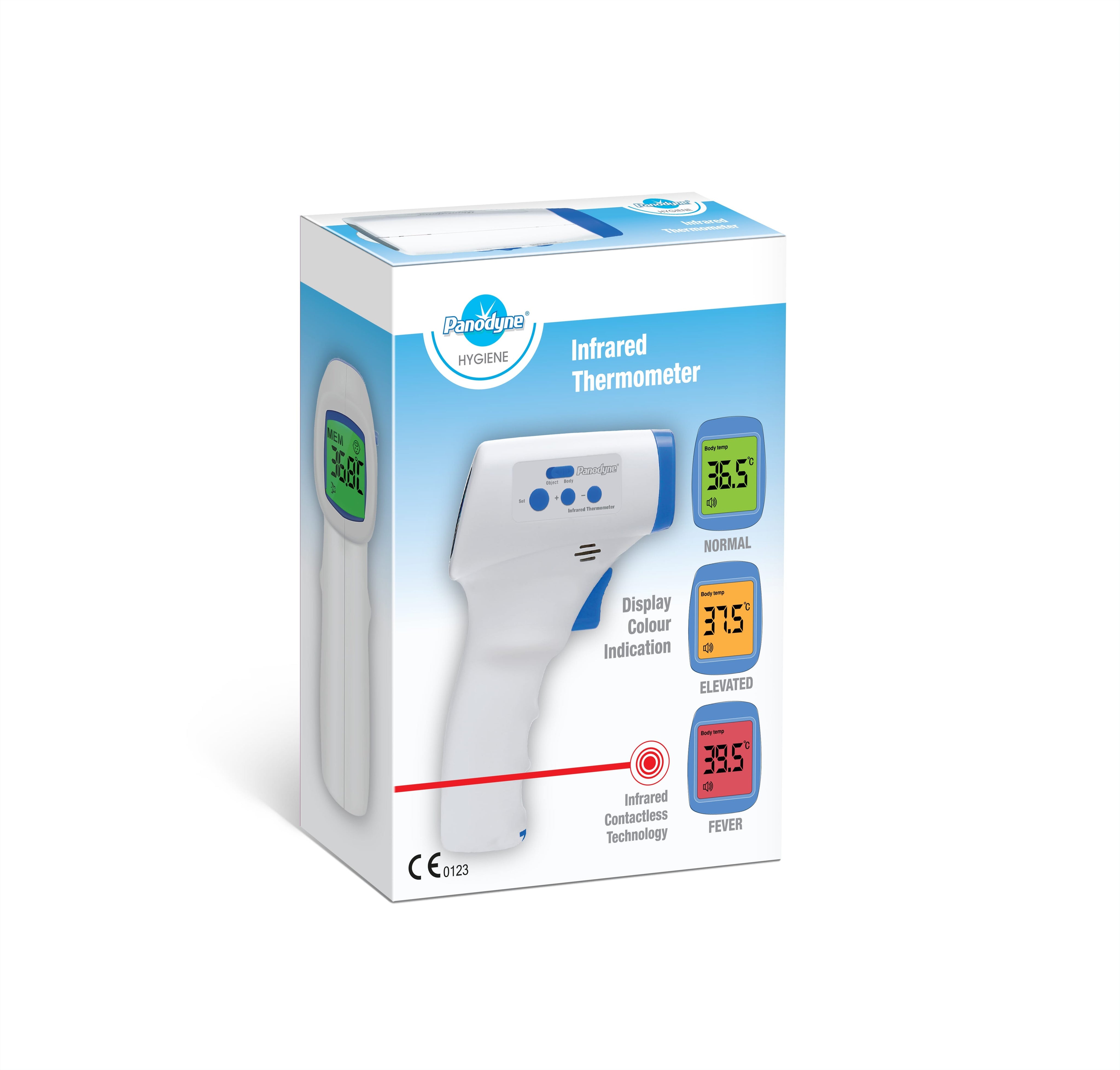 Close-up of a feature of Infrared Forehead Thermometer.