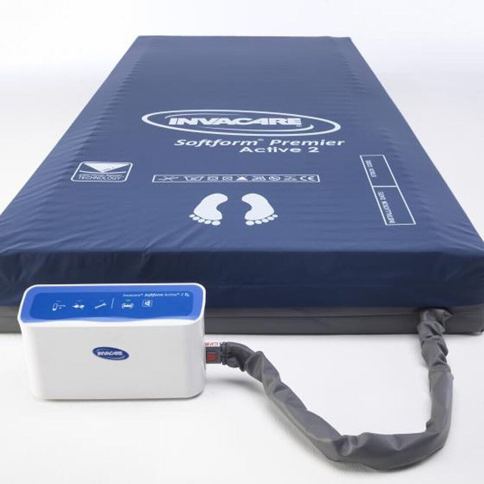 Image of Invacare Softform Active Premier 2 Mattress and Pump on a plain background.