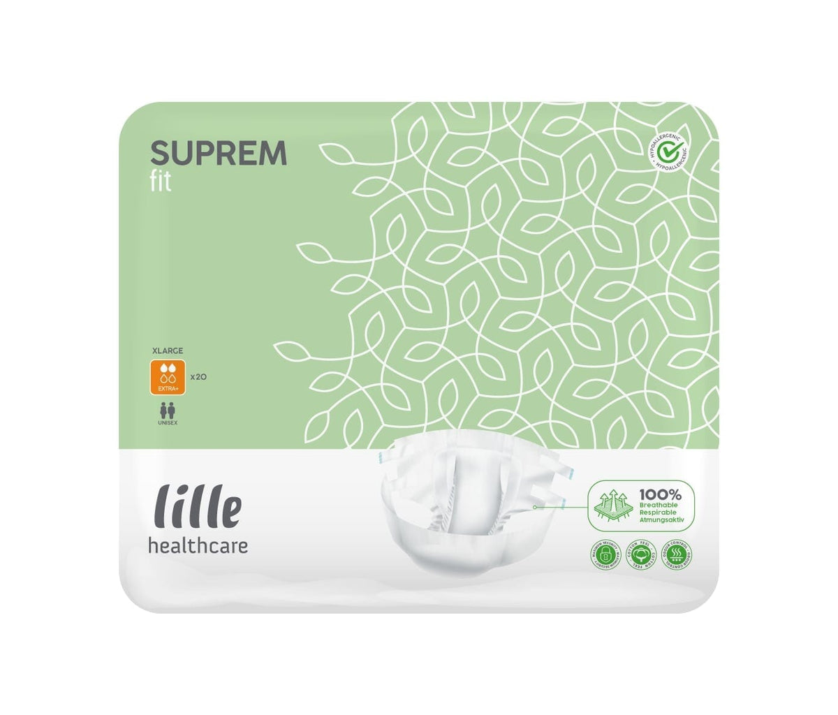 Image of LILLE SUPREM FIT EXTRA PLUS XL 20 PCS on a plain background.
