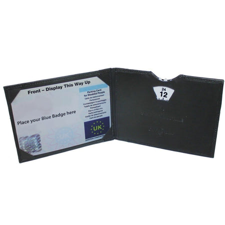 Image of Leather Blue Badge Timer Wallet on a plain background.