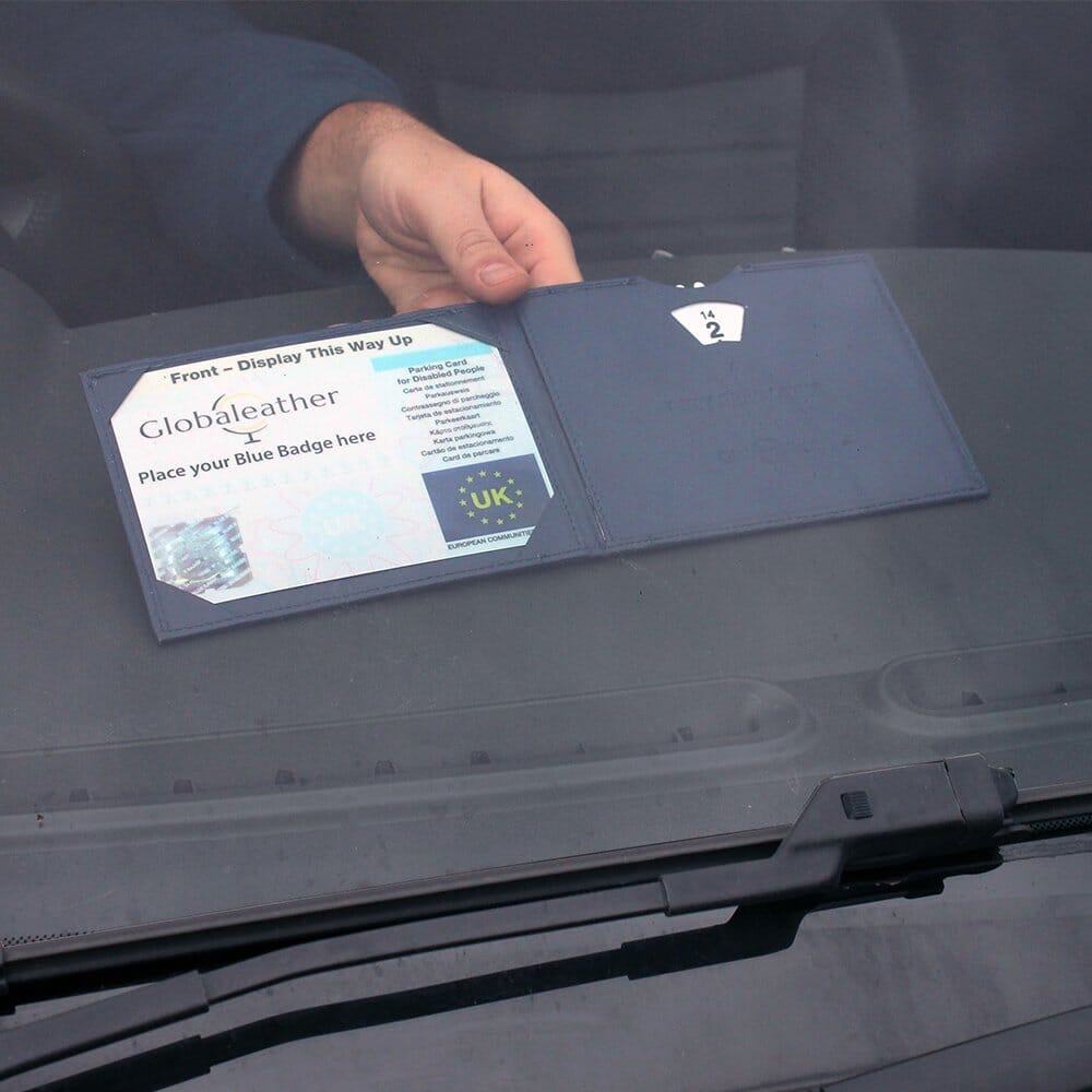 Alternative view of Leather Blue Badge Timer Wallet, showing different angle or usage.