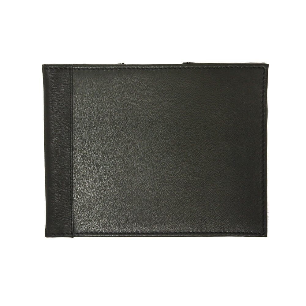 Close-up of a feature of Leather Blue Badge Timer Wallet.