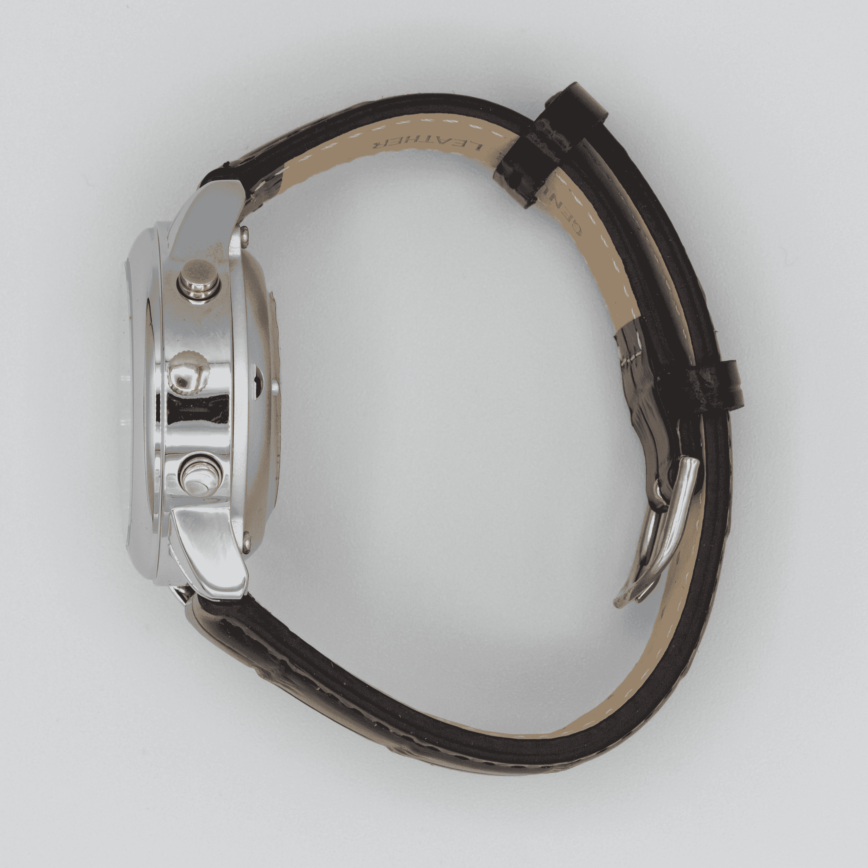 Lifestyle image of Lifemax Gents Talking Atomic Watch with Leather Strap being used in a real-life setting.