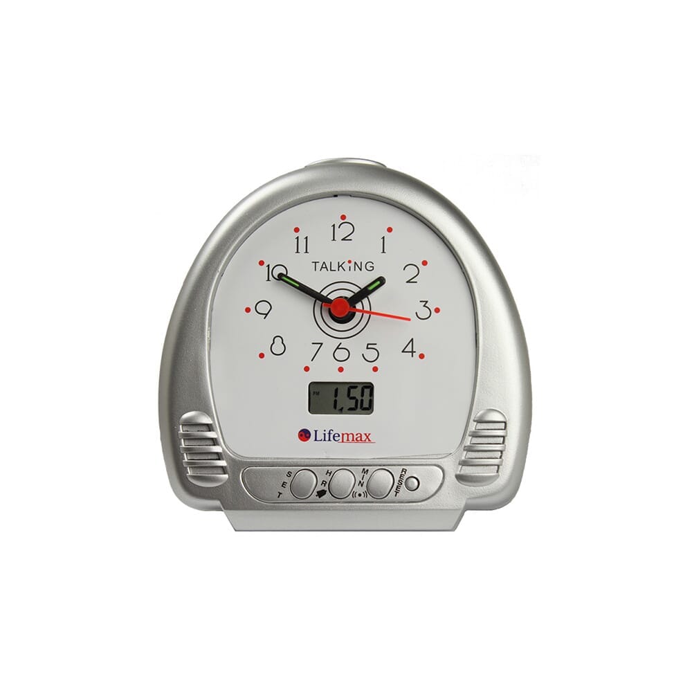 Alternative view of Lifemax Talking Alarm Clock, showing different angle or usage.