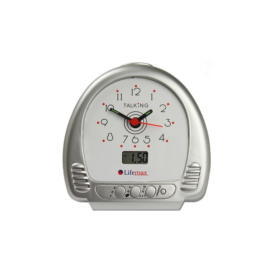 Alternative view of Lifemax Talking Alarm Clock, showing different angle or usage.