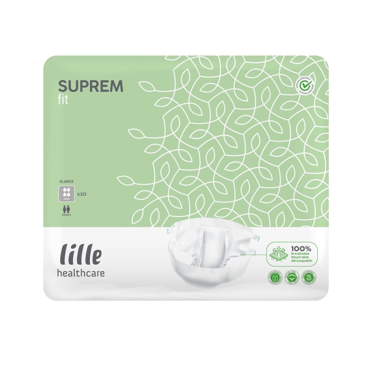 Image of Lille Suprem All In One Incontinence Pads on a plain background.