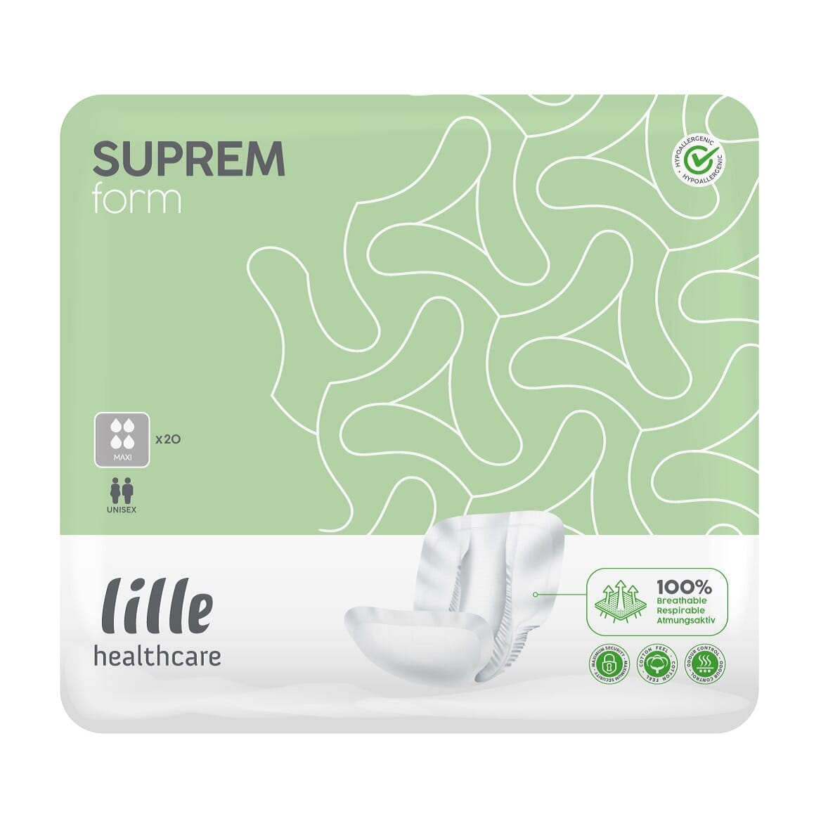 Image of Lille Suprem Form Incontinence Pads on a plain background.