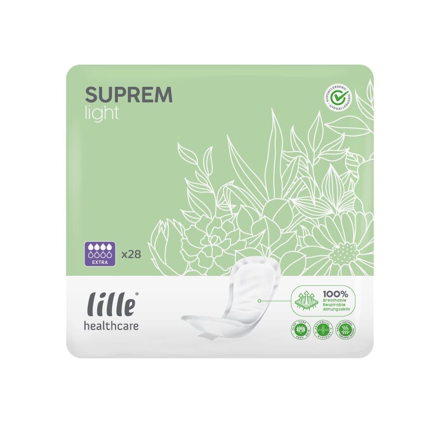 Image of Lille Suprem Light Shaped Incontinence Pads on a plain background.